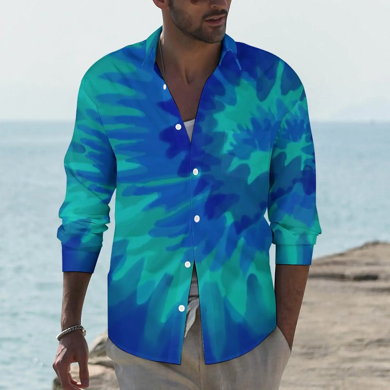 Blue Tie Dye Shirt Autumn Abstract Print Casual Shirts Mens Fashion Blouses Long Sleeve Printed Streetwear Tops Plus Size 
Blue Tie Dye Shirt Autumn Abstract Print Casual Shirts Mens Fashion Blouses Long Sleeve Printed Streetwear Tops Plus Size