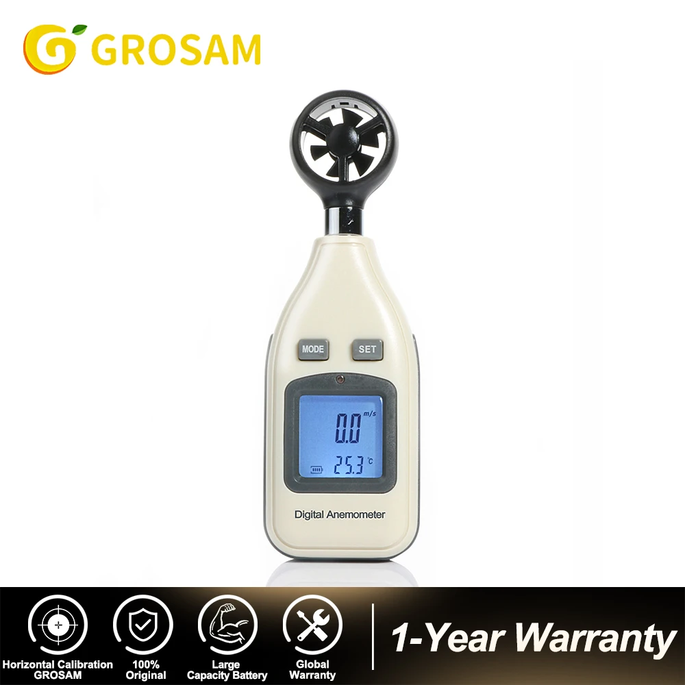 GROSAM Handheld Anemometer Digital Wind Speed Measurement Temperature Tester LCD Display Air Flow Speed Wind Meter
GROSAM Handheld Anemometer Digital Wind Speed Measurement Temperature Tester LCD Display Air Flow Speed Wind Meter