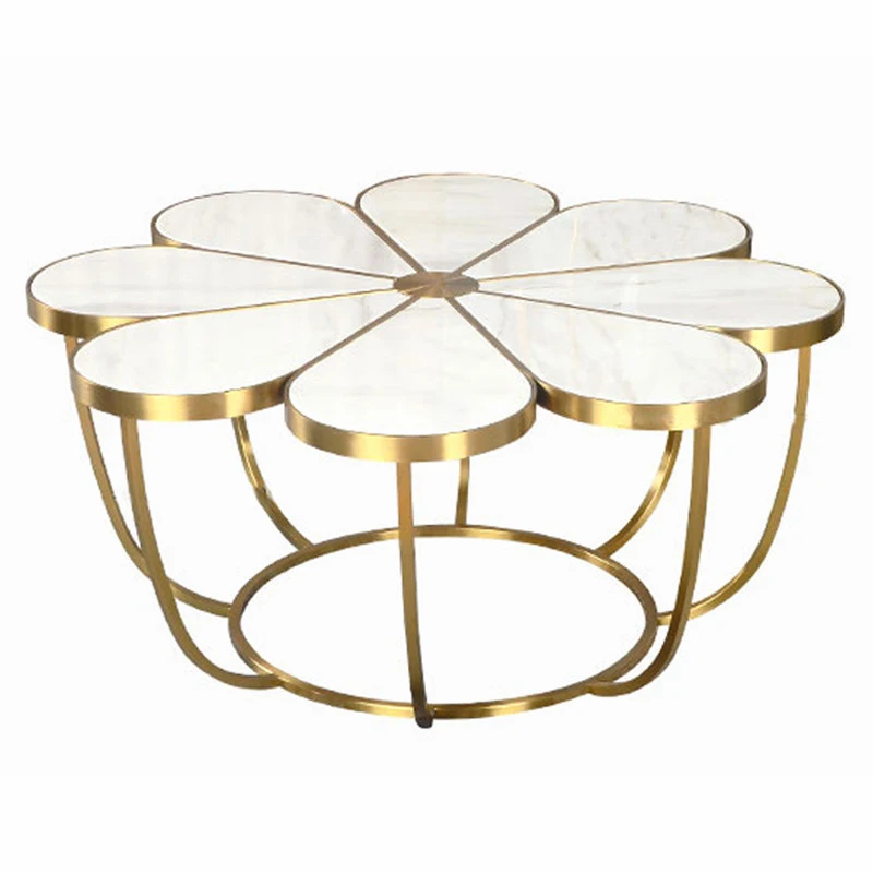 Light Luxury Living Room Furniture Petal Shaped Stainless Steel Mable Top Table Coffee Table
Light Luxury Living Room Furniture Petal Shaped Stainless Steel Mable Top Table Coffee Table