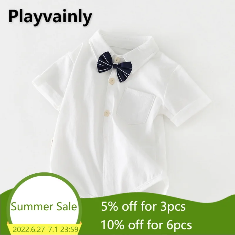 2022 New Summer Baby Boys Bodysuit Short Sleeves White Bow Stand Collar Jumpsuit Newborn Gentleman Birthday Bebe Clothes E68
2022 New Summer Baby Boys Bodysuit Short Sleeves White Bow Stand Collar Jumpsuit Newborn Gentleman Birthday Bebe Clothes E68