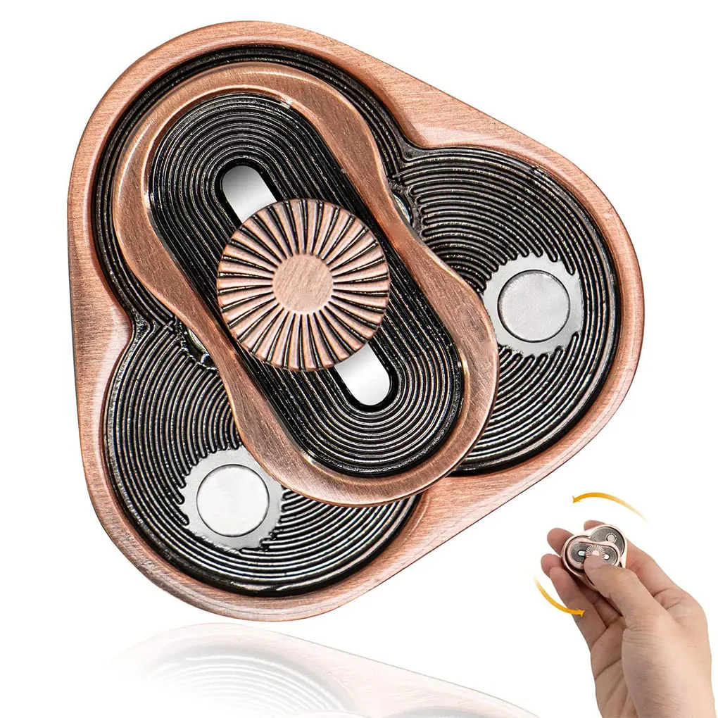 

Fidgets Slider Adult Metal Hand Spinner Portable Spinning Stress-Relief Toy Push Clickers Gift for Home School Bronze