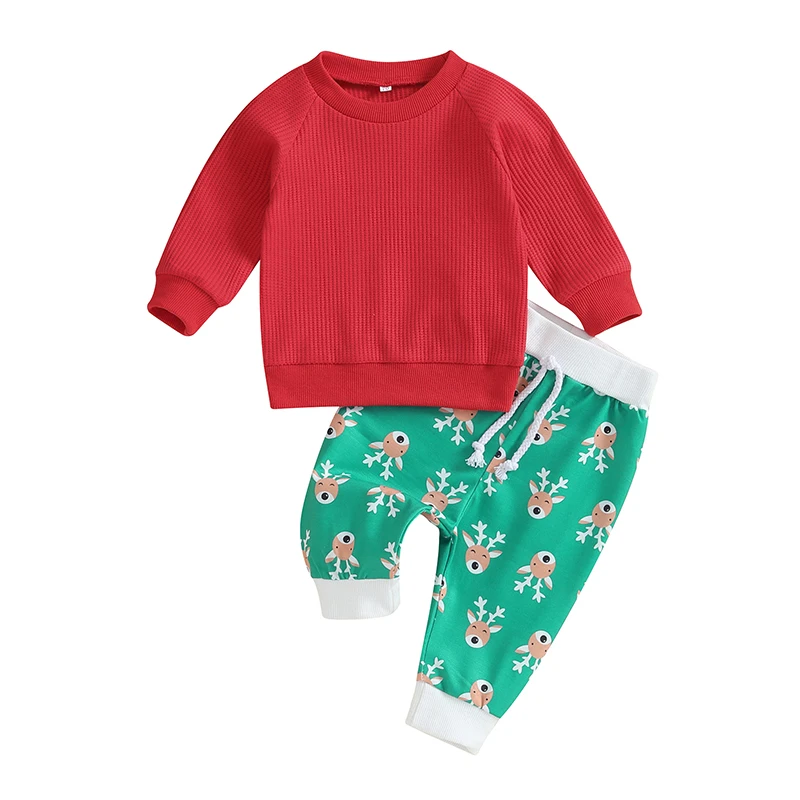 

Рождественская одежда для малышей, мальчиков, свитшот с длинным рукавом и вышивкой Санта, топы и штаны, комплект одежды из 2 предметов на осень и зиму