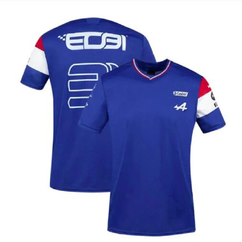 

2021 Camisa de manga curta respirável, camiseta esportiva para fãs de corrida, equipe de f1 alpino alonso 31, azul e preta