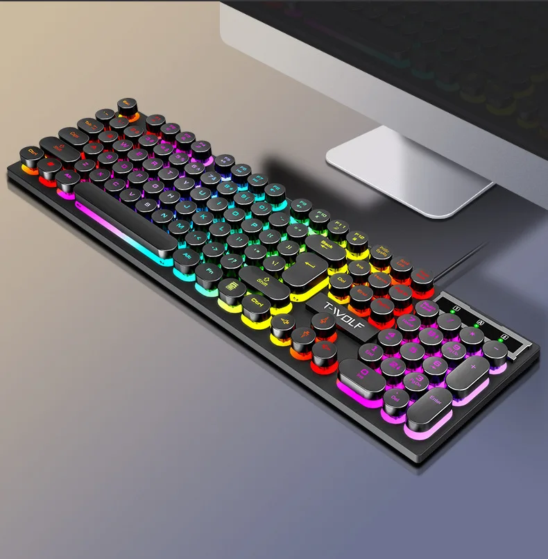 104 Key Retro Punk Keyboard Colorful Wired Ergonomic Laptop RGB Computer Multilingual Mechanical Keyboard For Desktop Laptop
104 Key Retro Punk Keyboard Colorful Wired Ergonomic Laptop RGB Computer Multilingual Mechanical Keyboard For Desktop Laptop