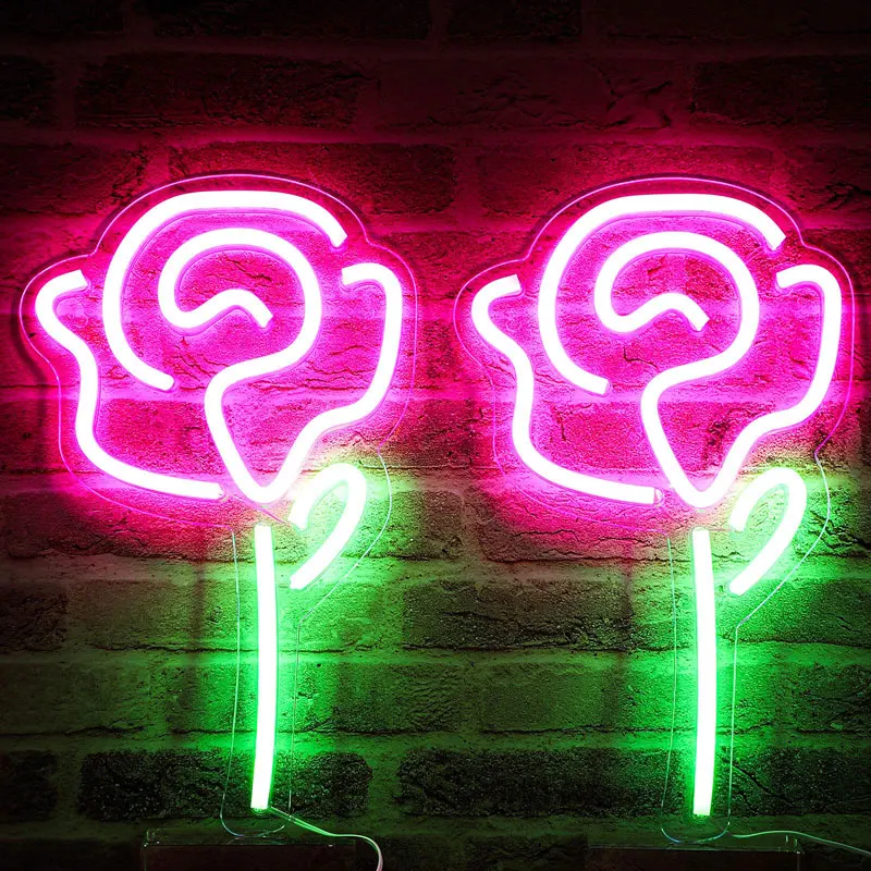 Неоновый светодиодный светильник в виде розы для спальни детской комнаты бара