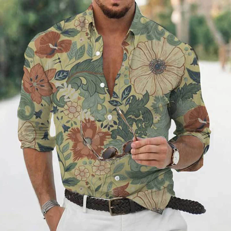Men's Autumn Polyester Long Sleeve Shirt Floral Print Casual Male Top Turn-down Collar Shirts Clothes Blouse Clothing For Men
Men's Autumn Polyester Long Sleeve Shirt Floral Print Casual Male Top Turn-down Collar Shirts Clothes Blouse Clothing For Men