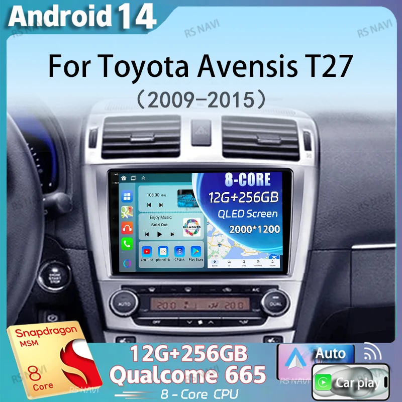 Автомобильный радиоприемник Android 14 для Toyota Avensis T27 2009-2015 навигация GPS