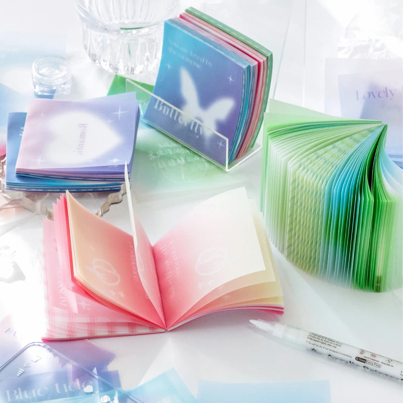 50 Sheets Gradient Colour Memo Pads Translucent Sulphuric Acid Paper Aesthetic Design Scrapbooking Notebooks Decorative Supplies
50 Sheets Gradient Colour Memo Pads Translucent Sulphuric Acid Paper Aesthetic Design Scrapbooking Notebooks Decorative Supplies