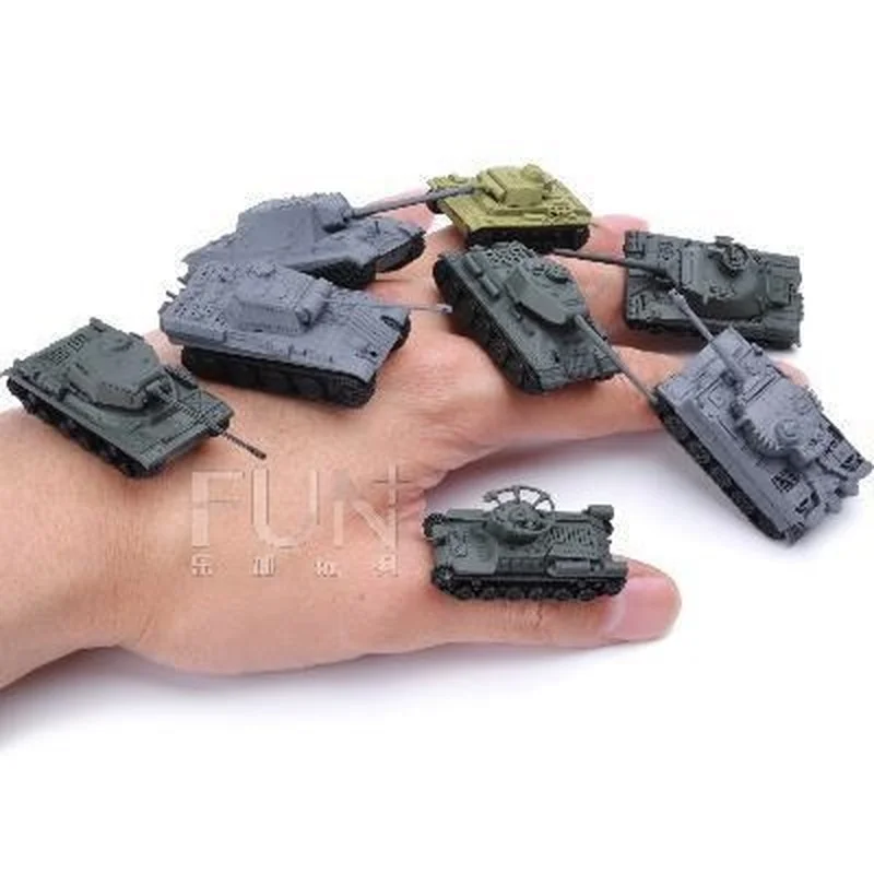 

8PCS/Set 1/144 Thumb Tanks 4D Assembled Plastic Tiger Tanks World War II Germany US The Soviet Union Tank Scale Blocks Model Toy