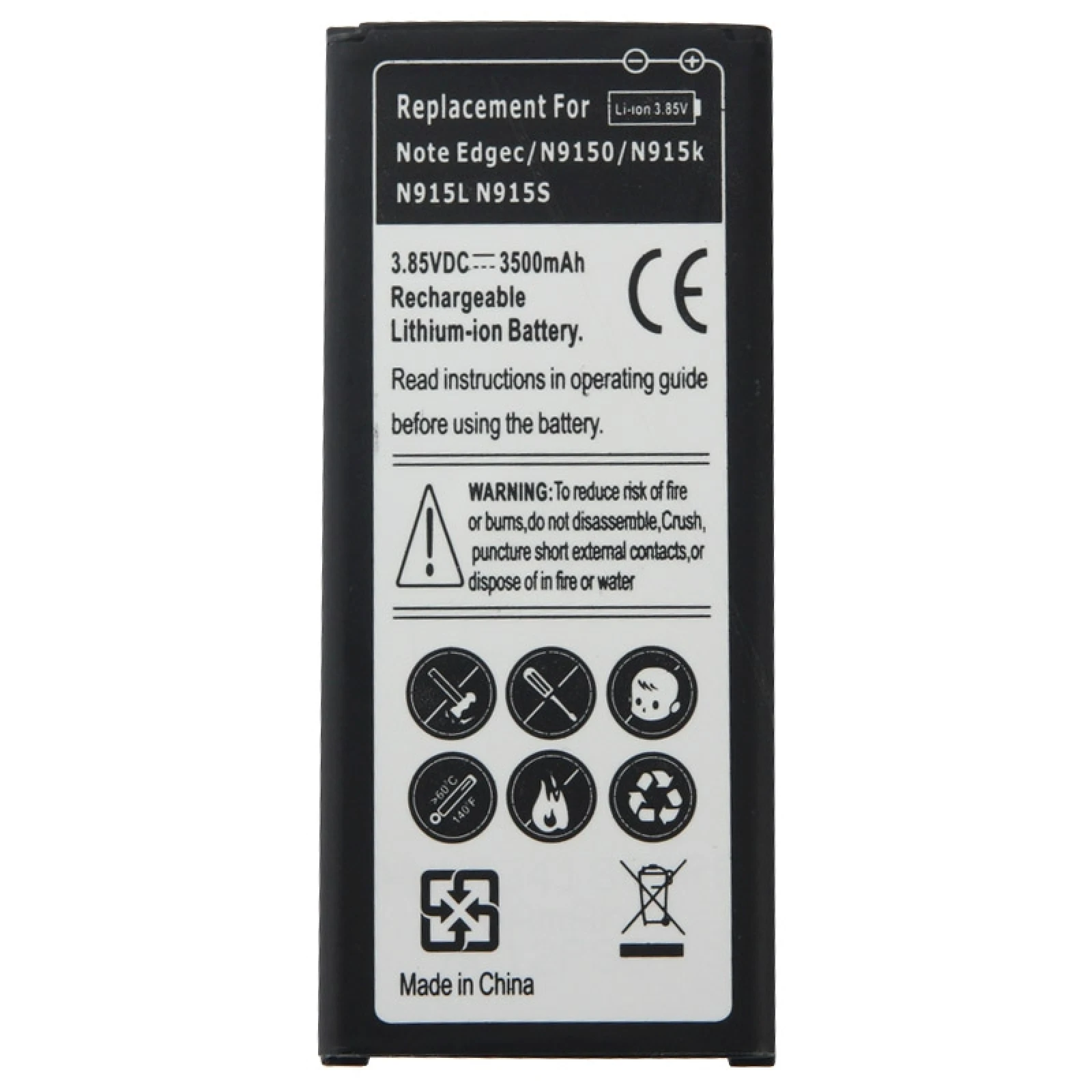 3.85V / 3500mAh Rechargeable Li-Polymer Battery for Samsung Galaxy Note Edge / N9150 / N915K / N915L / N915S
3.85V / 3500mAh Rechargeable Li-Polymer Battery for Samsung Galaxy Note Edge / N9150 / N915K / N915L / N915S