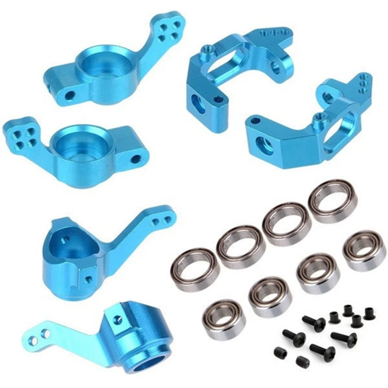 

4 Set For 1/10 94123 94111 HSP 102010 102011 102012 02013 02014 Ball Bearing Aluminum Alloy Steering Hub Mount Set,Blue
