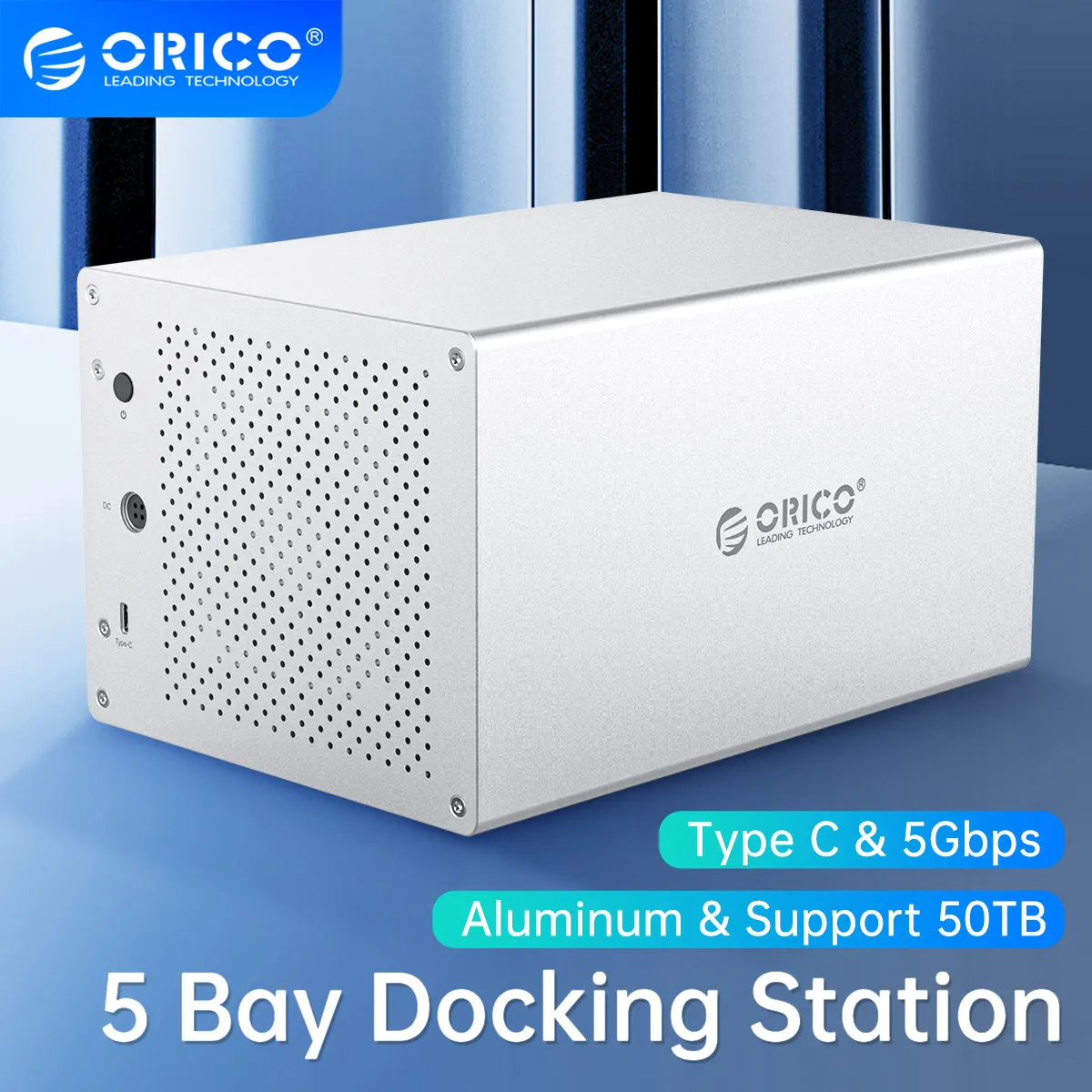 

ORICO WS Series 5 Bay 3.5'' Type C HDD Enclosure SATA to USB3.1 HDD Docking Station Aluminum 5Gbps HDD Case for Mac/Win/Linux