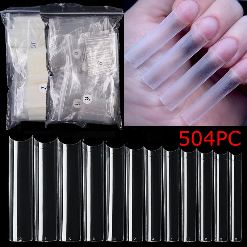 

504 шт. XXL квадратные сверхдлинные искусственные акриловые накладные ногти с полупокрытием прозрачные натуральные накладные ногти «сделай сам» Типсы для дизайна ногтей инструменты для маникюра