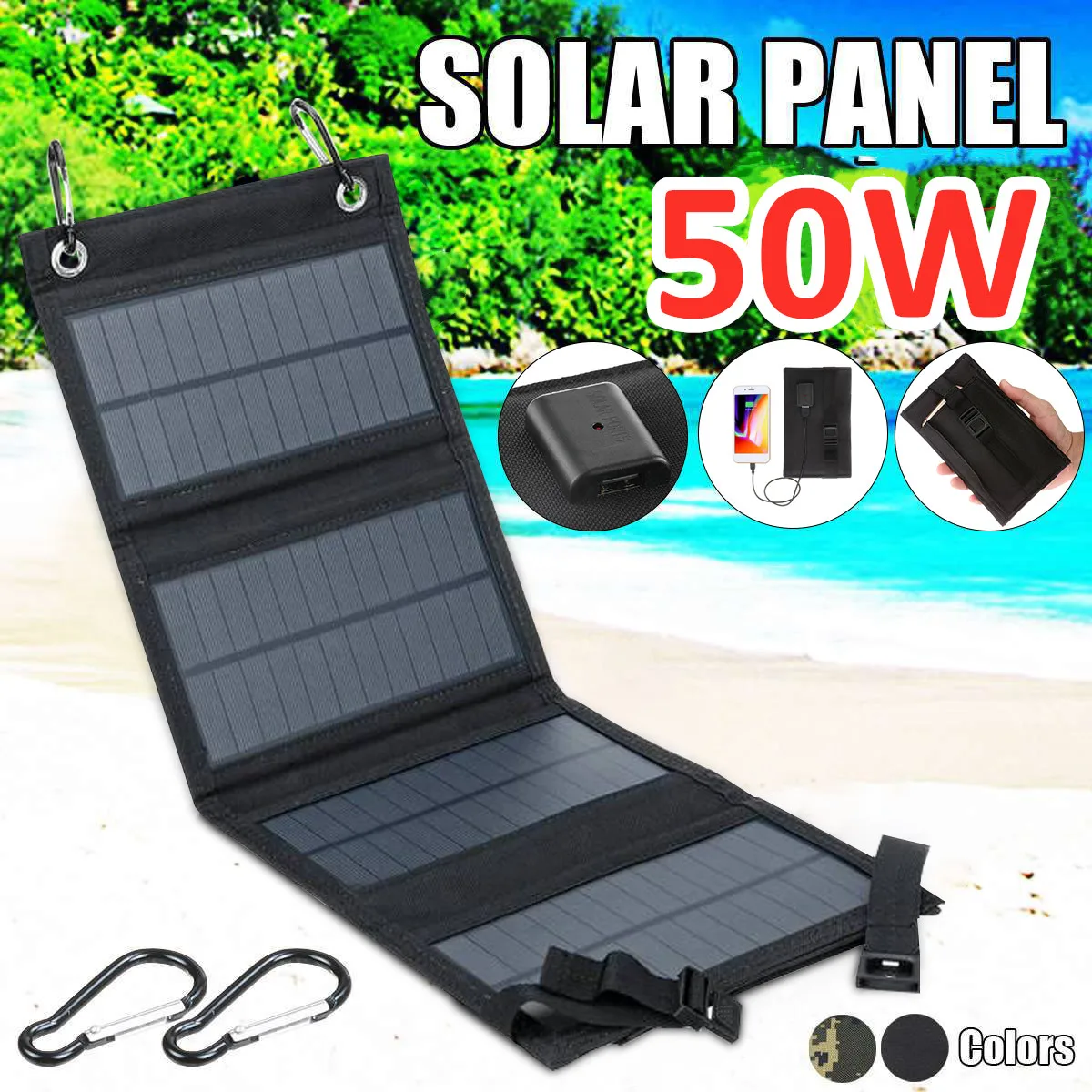50W Portable Solar Panel Bag Waterproof Solar Cell USB Charger Power Supply for Outdoor Traveling Camping Mobile Phone
50W Portable Solar Panel Bag Waterproof Solar Cell USB Charger Power Supply for Outdoor Traveling Camping Mobile Phone