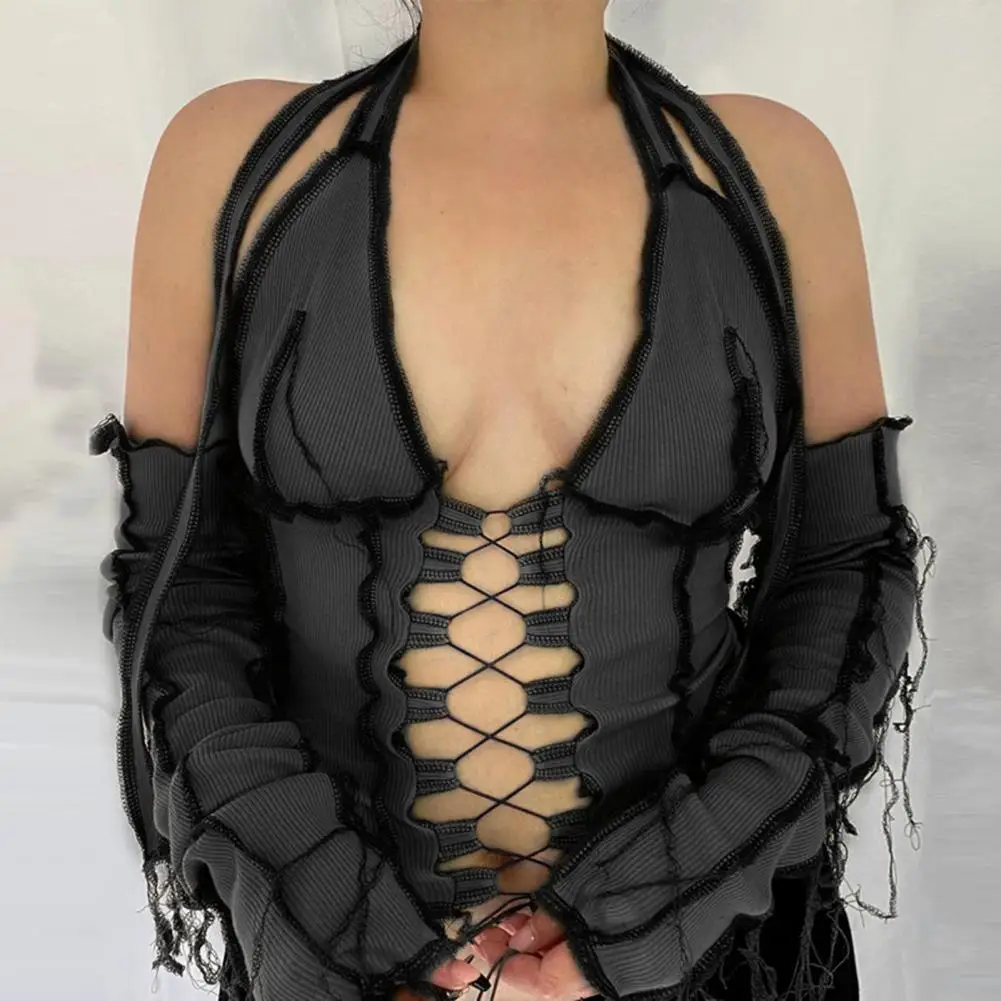 Women Blouse Hollow Halter Tie Belt Off-The-Shoulder Casual Top Women Accessory
Women Blouse Hollow Halter Tie Belt Off-The-Shoulder Casual Top Women Accessory