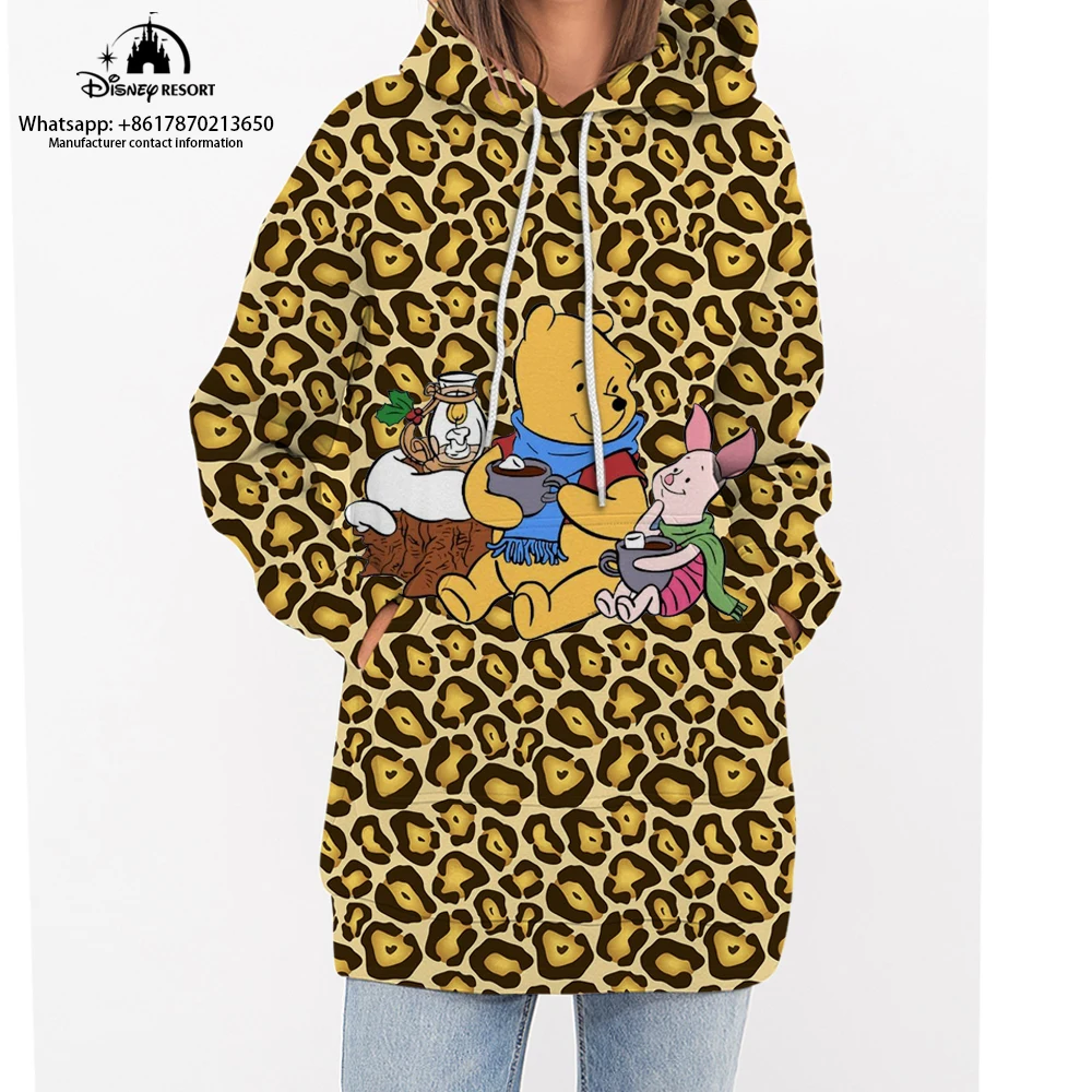 2022 Winnie the Pooh cartoon new autumn leopard series streetwear Disney brand women's casual round neck lengthened hoodie Y2K
2022 Winnie the Pooh cartoon new autumn leopard series streetwear Disney brand women's casual round neck lengthened hoodie Y2K