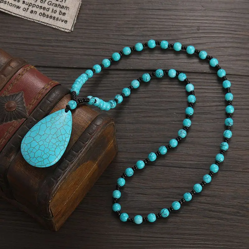 Vintage Natural Stone Turquoise Pendants Necklaces 64cm Fine Jewelry for Women 2022
Vintage Natural Stone Turquoise Pendants Necklaces 64cm Fine Jewelry for Women 2022