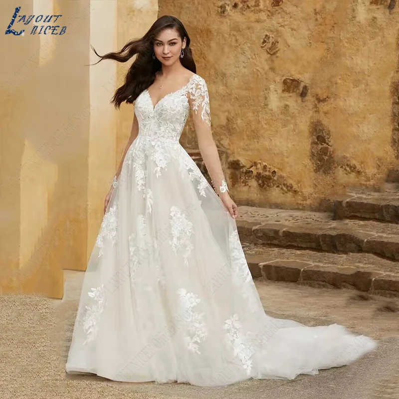 LAYOUT NICEB Wedding Dresses For Woman Long Sleeves Vestidos Novias Boda Backless Illusion Lace A Line Bridal Gowns Appliques
LAYOUT NICEB Wedding Dresses For Woman Long Sleeves Vestidos Novias Boda Backless Illusion Lace A Line Bridal Gowns Appliques