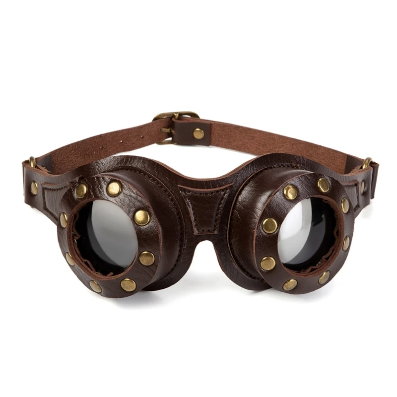 Adjustable PU LeatherVintage Steampunk Goggles Halloween Cosplay Cosplay Accessories Women Decorative Glasses for Riding
Adjustable PU LeatherVintage Steampunk Goggles Halloween Cosplay Cosplay Accessories Women Decorative Glasses for Riding