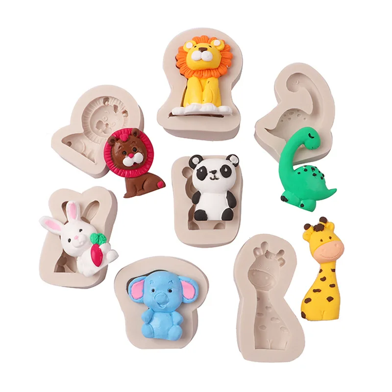 

Cute Bear Elephant Rabbit Lion Silicone Mold Fondant Biscuit Candy Chocolate Mould Epoxy Resin Molds DIY Homemade Cake Decorate