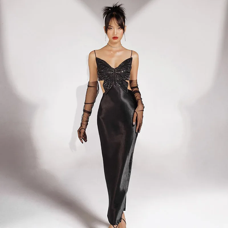 Satin Hollow Out Women Long Dress Elegant Evening Spaghetti Strap Backless Maxi Dress Slim Birthday Pary Night Club 2023 Spring
Satin Hollow Out Women Long Dress Elegant Evening Spaghetti Strap Backless Maxi Dress Slim Birthday Pary Night Club 2023 Spring