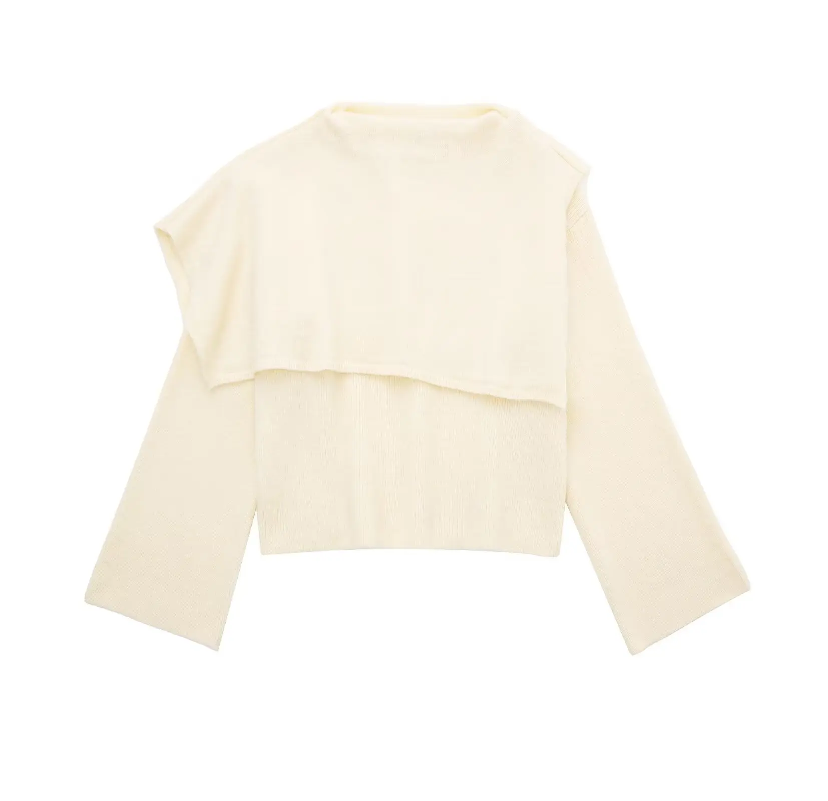 Женский вязаный свитер с круглым вырезом и длинным рукавом 
Женский вязаный свитер с круглым вырезом и длинным рукавом