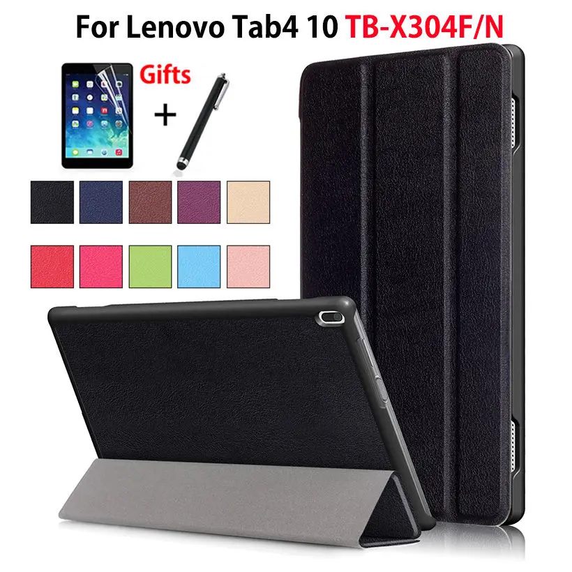 

Чехол для Lenovo TAB4 Tab 4 10 ТБ-X304L TB-X304F 10,1; Умный чехол, чехол для планшета, складная подставка из искусственной кожи + пленка + ручка