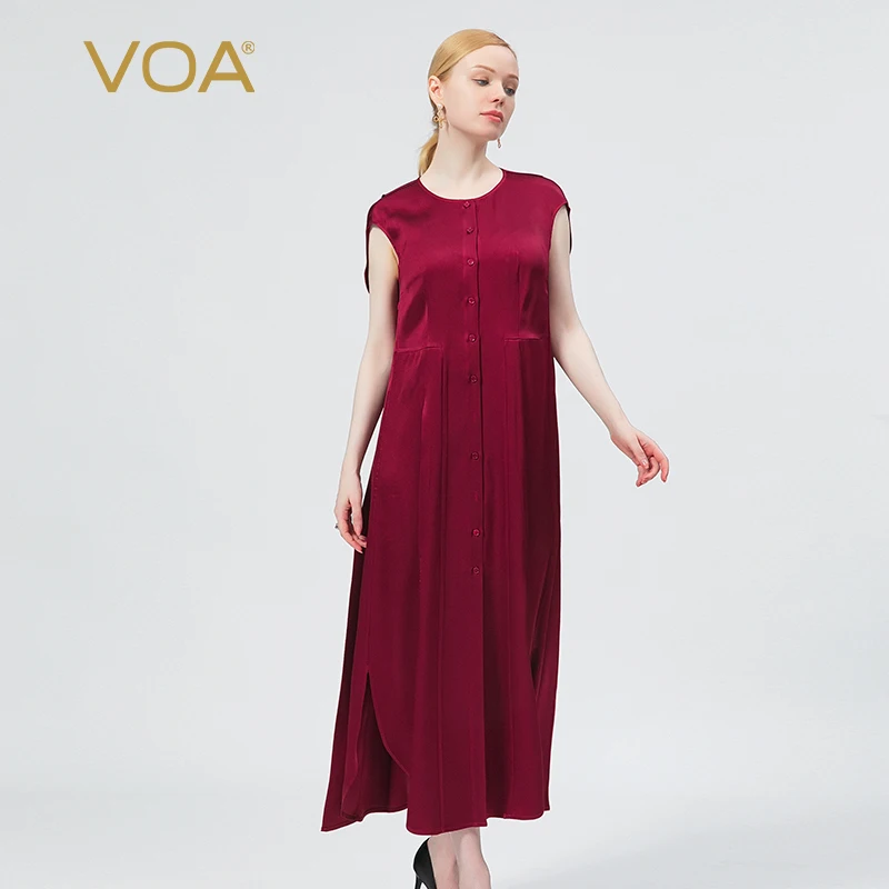 VOA шелковое двухстороннее атласное красное Повседневное платье с круглым вырезом и короткими рукавами однобортное платье большого размера...
VOA шелковое двухстороннее атласное красное Повседневное платье с круглым вырезом и короткими рукавами однобортное платье большого размера...