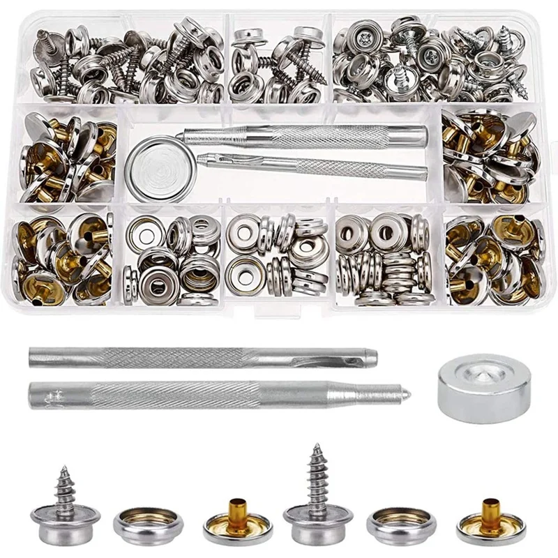 Fasteners Kit, Stainless Steel Screw Snaps Button Replacement Press Stud Kit With Tool For Boat Covers Tents Tarpaulins
Fasteners Kit, Stainless Steel Screw Snaps Button Replacement Press Stud Kit With Tool For Boat Covers Tents Tarpaulins