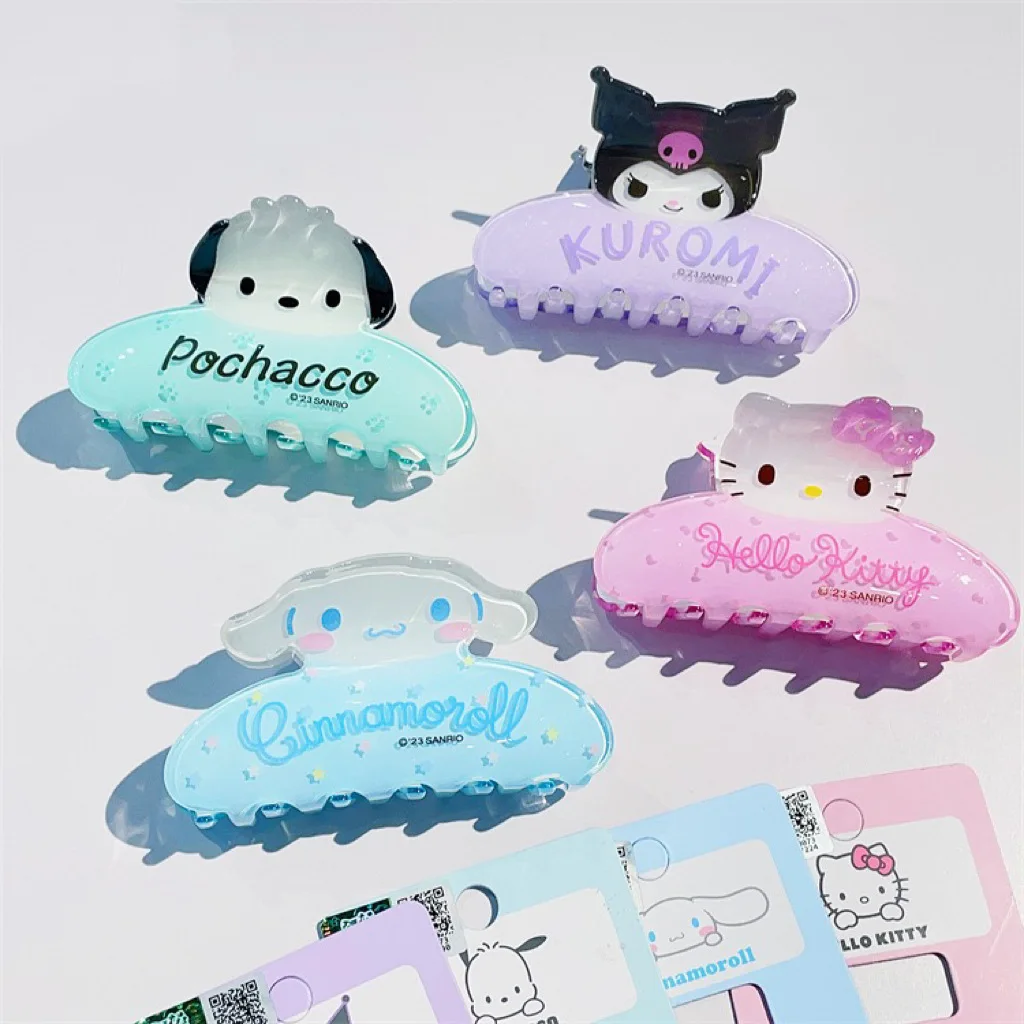 Kawaii Sanrio Y2K аниме Hello котенок зажим для волос Cute Kuromi Корица акриловая девочка