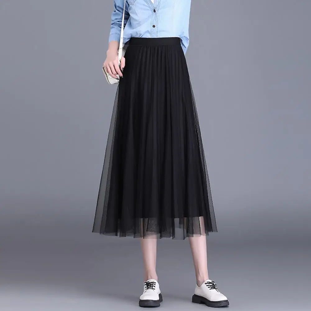 Women Pleated Mesh Skirt Elastic High Waist Loose Large Hem Polyester A-line Pleated Maxi Tulle Skirt Female Jupe Longue
Women Pleated Mesh Skirt Elastic High Waist Loose Large Hem Polyester A-line Pleated Maxi Tulle Skirt Female Jupe Longue