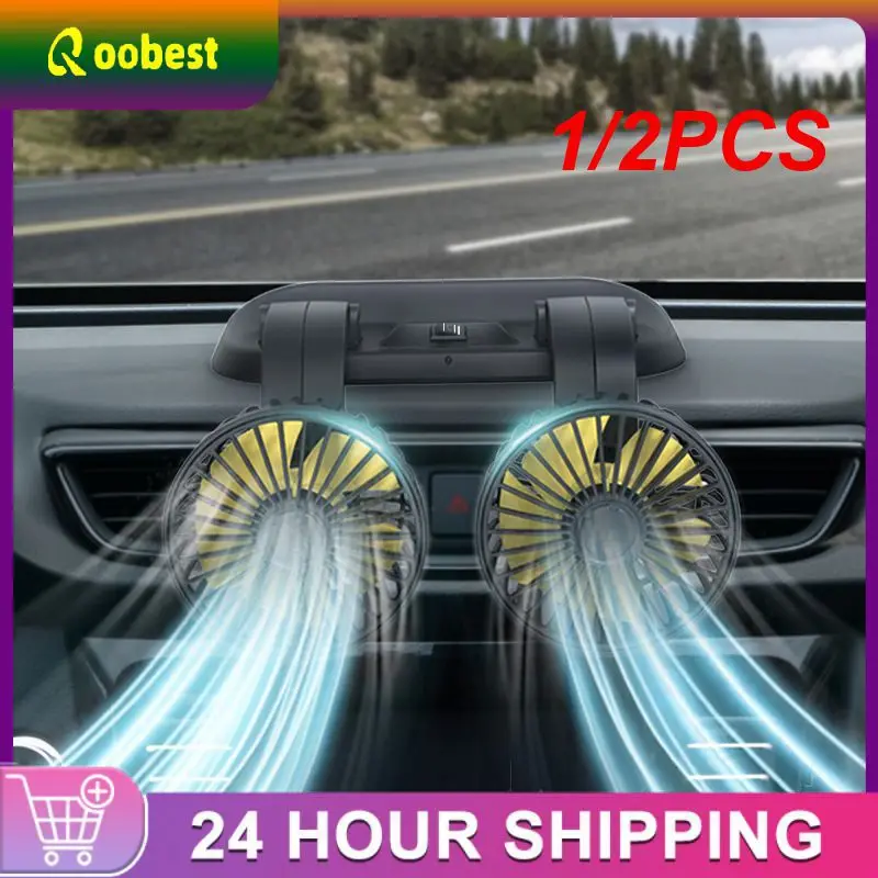 

1/2PCS Portable Dual Head Car Fan 360 Degree Rotation Car Auto Air Cooling Fan USB Air Circulation Fans for Dashboard RV Truck