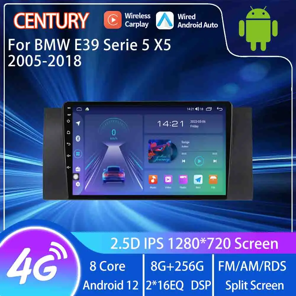 Century For BMW E39 Serie 5 X5 2005-2018 Smart Multimedia Video Player Radio 4G Navigation CarPlay 8+128G Android 12 Tesla Style
Century For BMW E39 Serie 5 X5 2005-2018 Smart Multimedia Video Player Radio 4G Navigation CarPlay 8+128G Android 12 Tesla Style