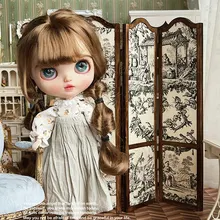 1/6 Doll House Model Furniture Accessories Retro Printed Screen Partition Board Bjd Ob11 Gsc Blyth Lol Dollhouse Miniatures Prop