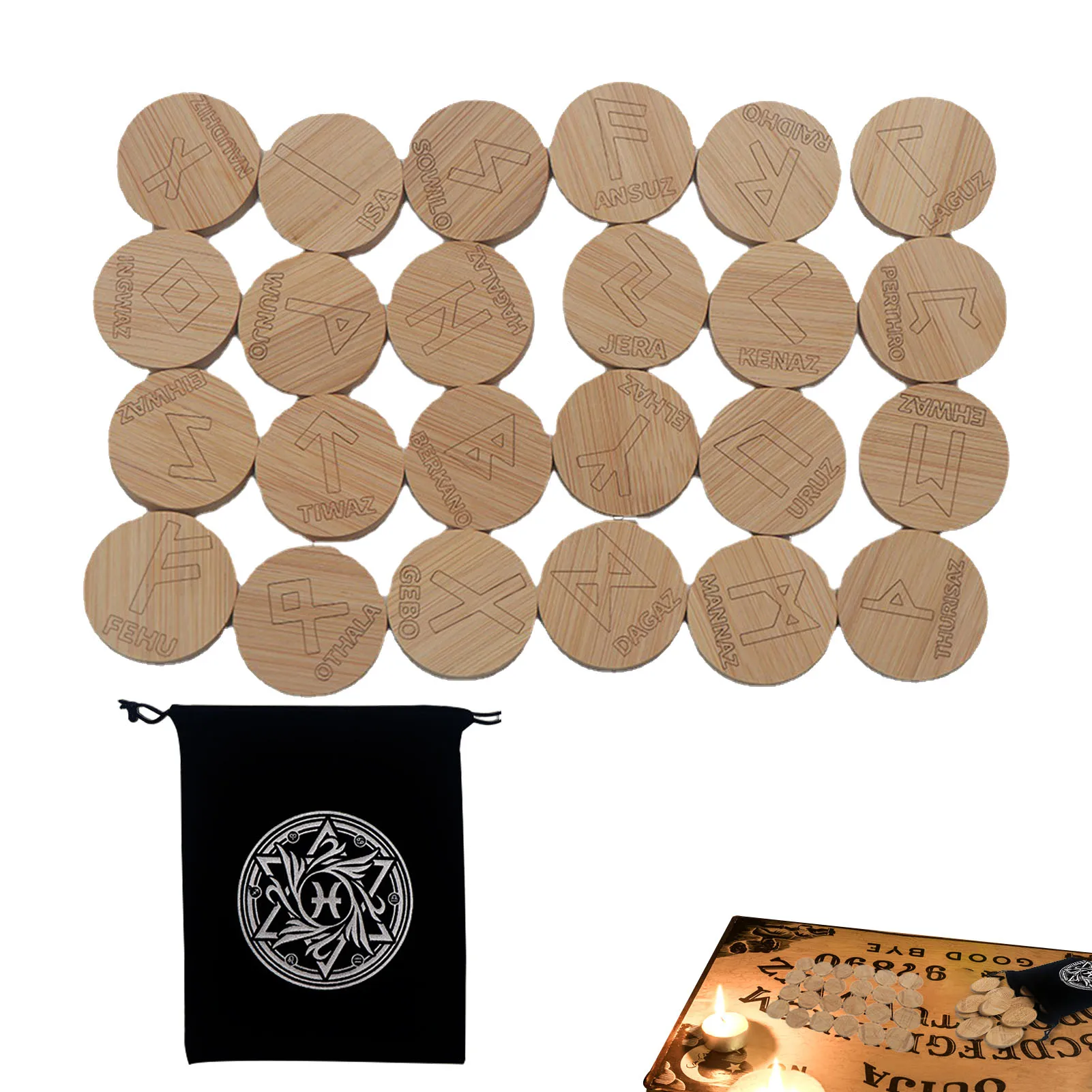 Tarot Cards Nordic Wooden Rune Set 25Pcs Round Lazers Engraved Rune With Elder Futhark Alphabet For Meditation Divination Magic
Tarot Cards Nordic Wooden Rune Set 25Pcs Round Lazers Engraved Rune With Elder Futhark Alphabet For Meditation Divination Magic