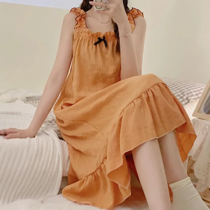 Nightdress Girl Strap Home Clothes Sleeveless Sleepwear Pajamas Nightwear Women Summer Sweet Nighty Sleepshirt Nightgowns Cotton
Nightdress Girl Strap Home Clothes Sleeveless Sleepwear Pajamas Nightwear Women Summer Sweet Nighty Sleepshirt Nightgowns Cotton