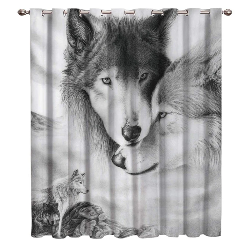 Animal Themed Thermal Insulated Blackout Curtains, Wolf Lover Fantastic Scene Grey Room Darkening Window Drapes
Animal Themed Thermal Insulated Blackout Curtains, Wolf Lover Fantastic Scene Grey Room Darkening Window Drapes