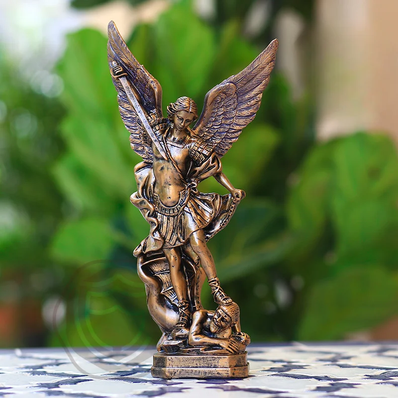 

Saint Michael's Angel Statue,Classical Bronze Guarding Justice,Home Blessing Decoration,Guardian of Eden Resin Crafts Gift