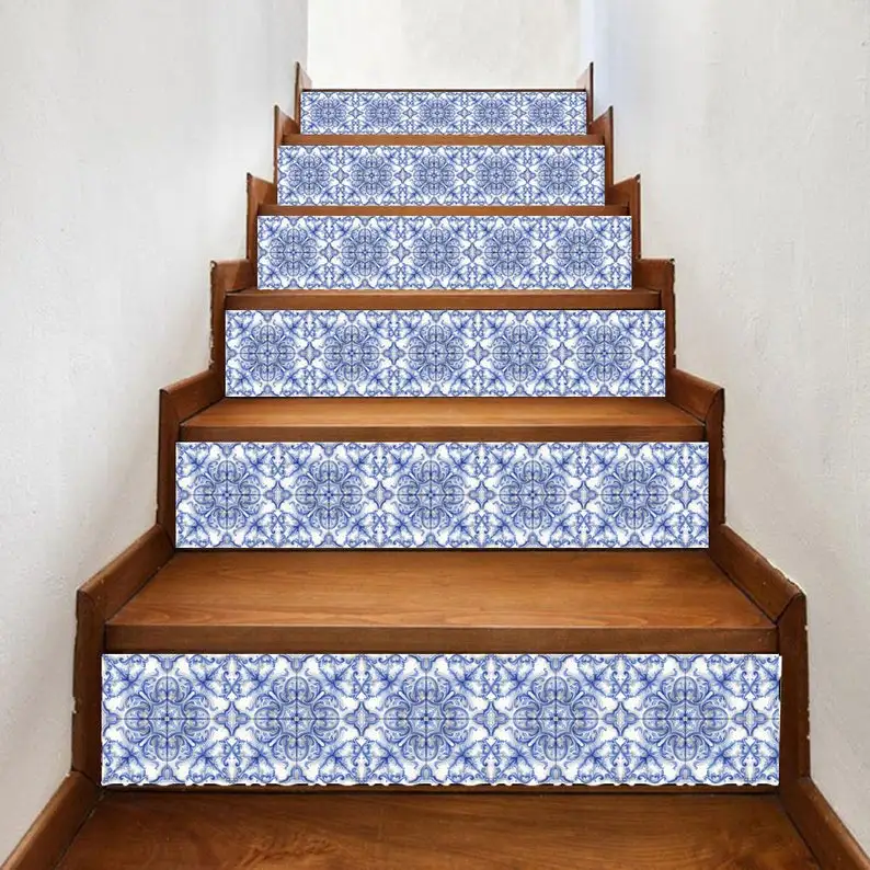 Vintage blue tiles stair riser, window sill tile stickers 7 inch X 36 inch strips #0018 - Choose the number of strips needed fro
Vintage blue tiles stair riser, window sill tile stickers 7 inch X 36 inch strips #0018 - Choose the number of strips needed fro