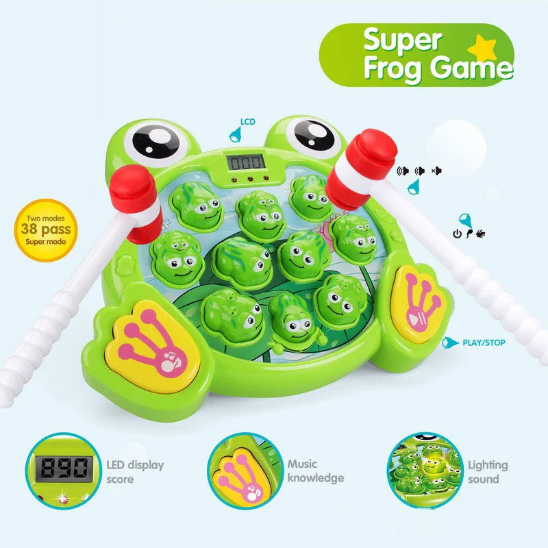 

Music Light Electric Frog Game Machine Whack-a-mole Toy Parent-child Interactive Leisure Percussion Competition Children's Gift