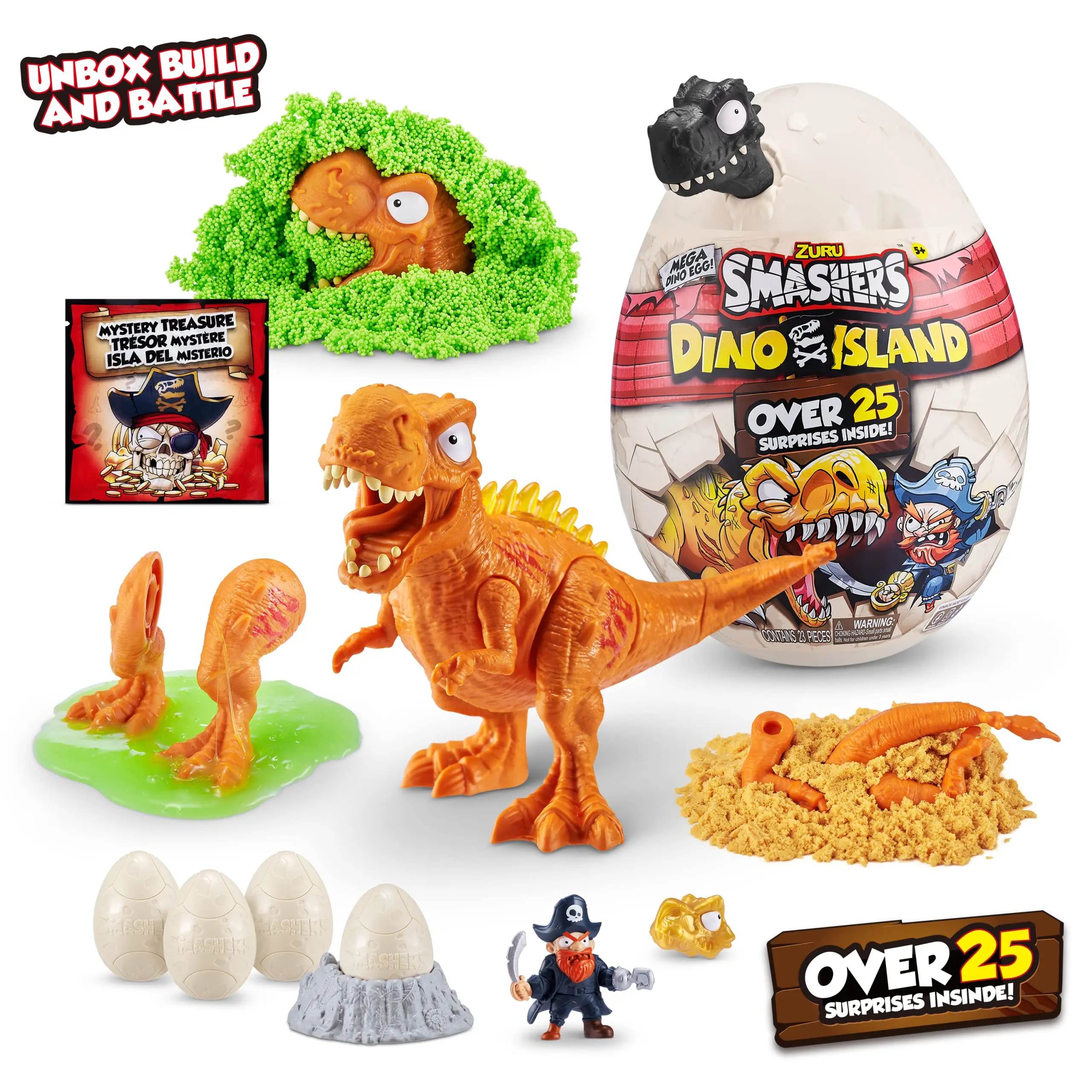 

Original Zuru Smashers Dino Island Slime Dinosaur Toys Mega Egg T-Rex Prehistoric Discovery Toy with 25 Dino-Island Surprises