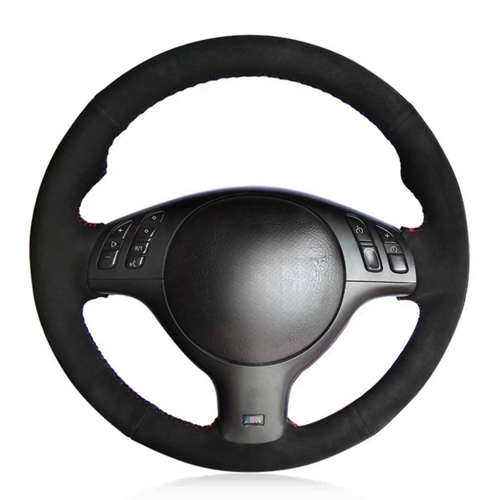

Non-slip Black Genuine Leather Suede DIY Car Steering Wheel Cover For BMW E46 E39 330i 540i 525i 530i 330Ci M3 2001-2003