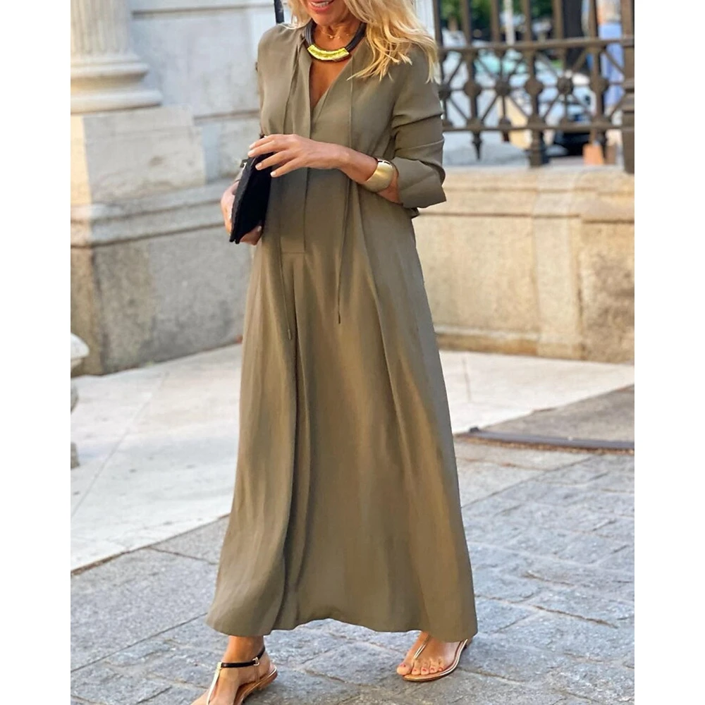 New Fashion Women Loose Maxi Dress Long Sleeve Shirt Dress Female Solid V-Neck Oversized Dresses Casual Streetwear Clothing
New Fashion Women Loose Maxi Dress Long Sleeve Shirt Dress Female Solid V-Neck Oversized Dresses Casual Streetwear Clothing