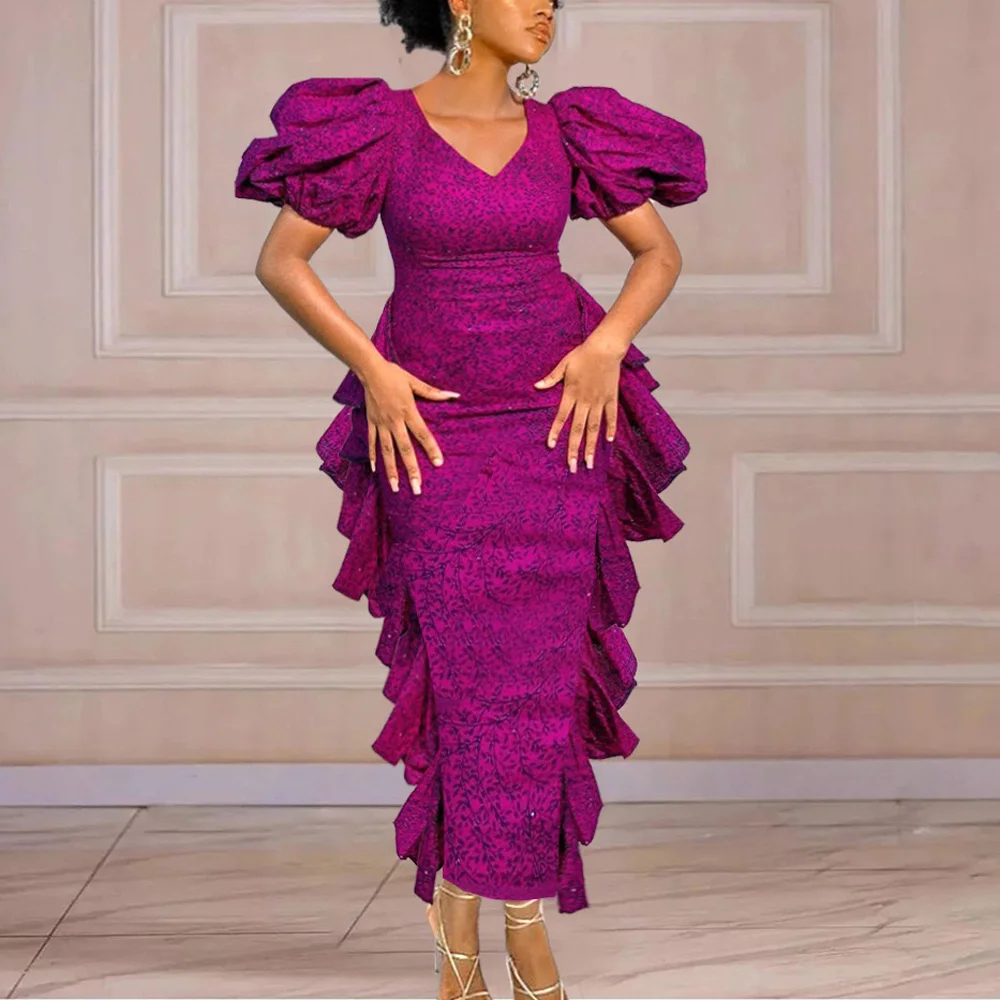 Женское элегантное платье для свадебной вечеринки, фиолетовое роскошное платье с принтом, V-образным вырезом, рукавами-фонариками, высокой талией и оборками для вечеринки, дня рождения
Женское элегантное платье для свадебной вечеринки, фиолетовое роскошное платье с принтом, V-образным вырезом, рукавами-фонариками, высокой талией и оборками для вечеринки, дня рождения