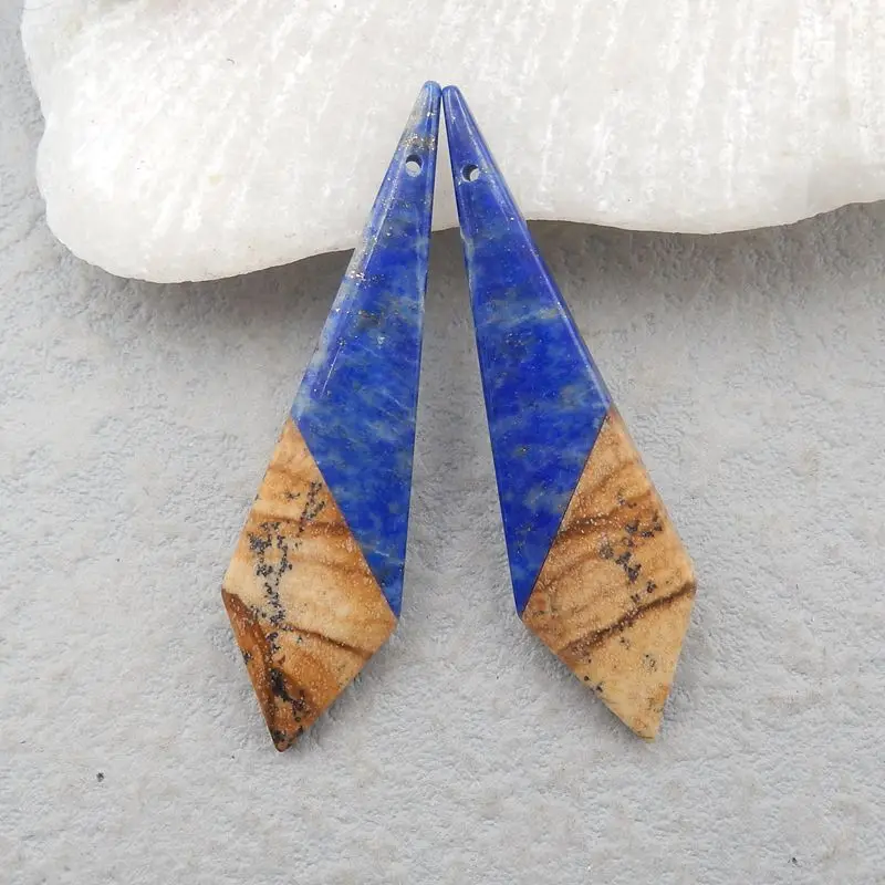 Natural Gemstone Lapis Lazuli And Picture Jasper Handmade Fashion Earring Bead 42x11x4mm 5g
Natural Gemstone Lapis Lazuli And Picture Jasper Handmade Fashion Earring Bead 42x11x4mm 5g