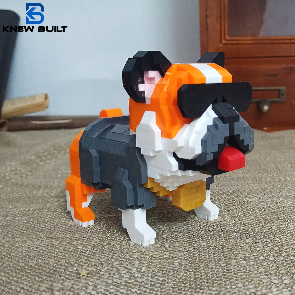 

KNEW BUILT Dog Model Micro Mini Building Blocks Children Assemble Toys or Beginner Cute Bulldog Hughes Shiba Inu Pet Style Brick