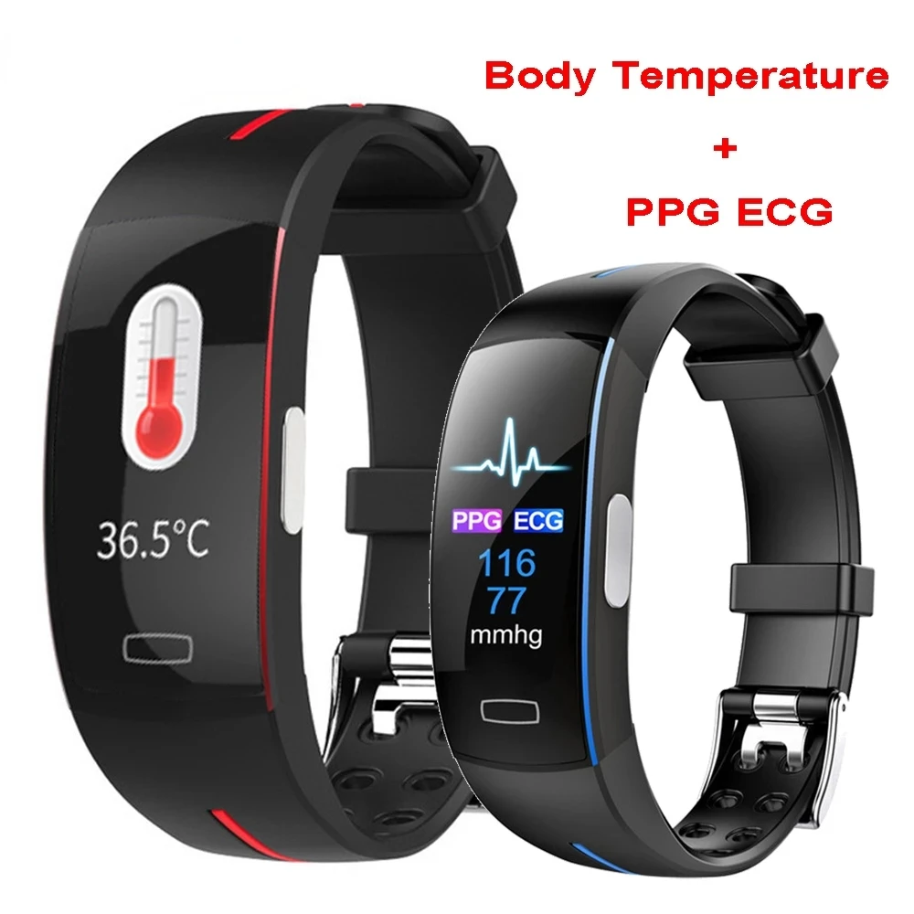 

ECG PPG smart Bracelet Heart Rate Blood Pressure Monitoring Watch Body Temperature Measure smart watches Men Women Hot Sale