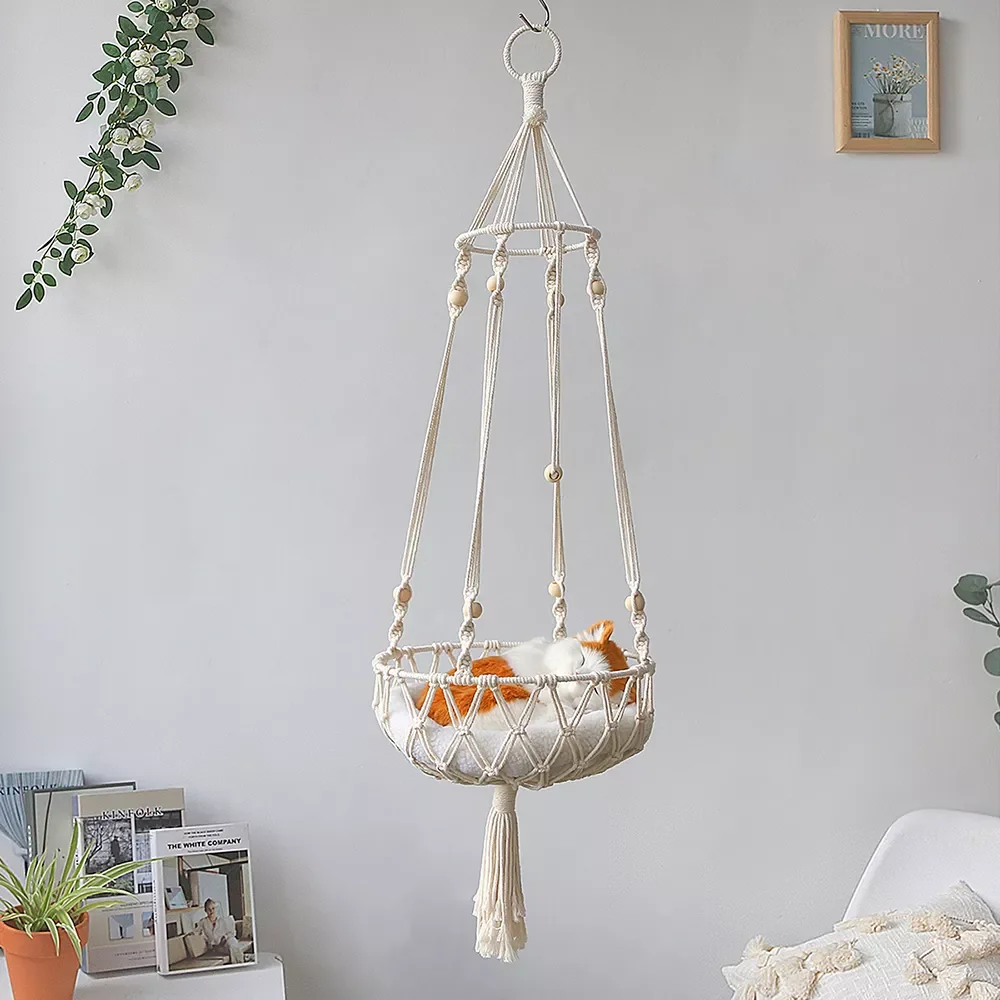 Large Macrame Cat Hammock,Macrame Hanging Swing Cat Dog Bed Basket Home Pet Cat Accessories Dog Cat's House Puppy Bed Gift
Large Macrame Cat Hammock,Macrame Hanging Swing Cat Dog Bed Basket Home Pet Cat Accessories Dog Cat's House Puppy Bed Gift