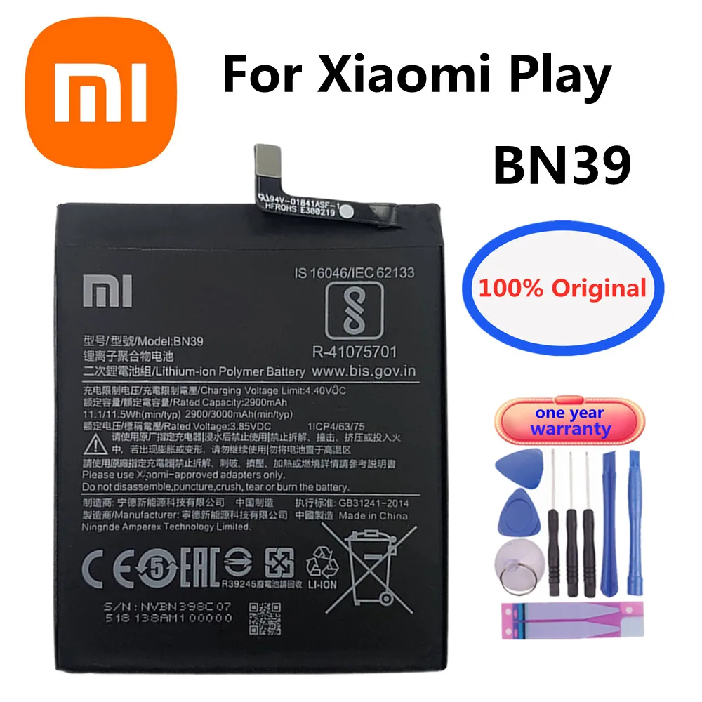 100% оригинальный сменный аккумулятор Xiao mi BN39 для Xiaomi Mi Play MiPlay, высококачественные аккумуляторные батареи для смартфона
100% оригинальный сменный аккумулятор Xiao mi BN39 для Xiaomi Mi Play MiPlay, высококачественные аккумуляторные батареи для смартфона