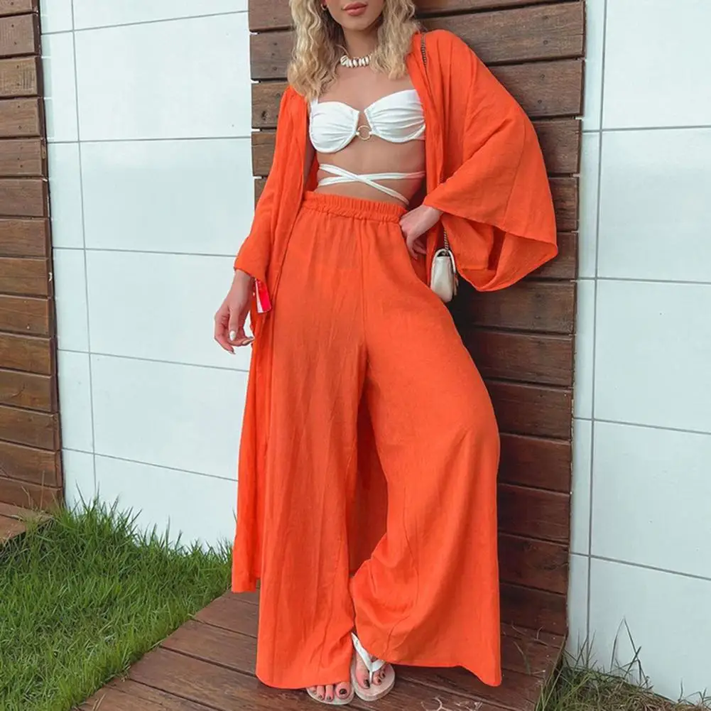 Women Outfit Summer Coat Pants Set Stand Color High Waist Long Sleeves Stand Collar Stretchy Waist Wide Leg Jacket Trousers Suit
Women Outfit Summer Coat Pants Set Stand Color High Waist Long Sleeves Stand Collar Stretchy Waist Wide Leg Jacket Trousers Suit